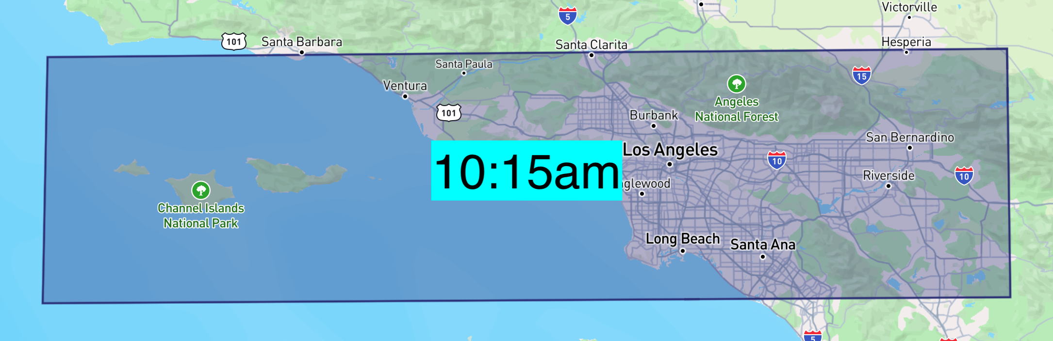 LA region map and time